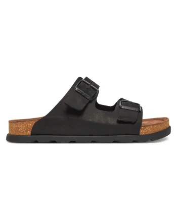 Slapi barbati,  piele naturala, negru, confortabil