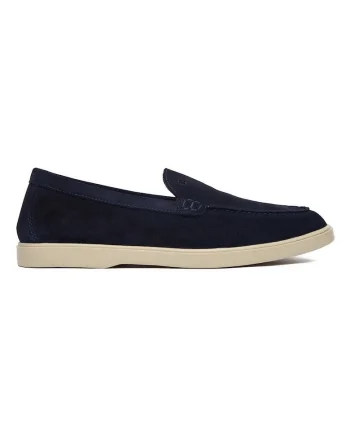 Mocasini de barbati,  piele intoarsa, albastru, certificat LWG