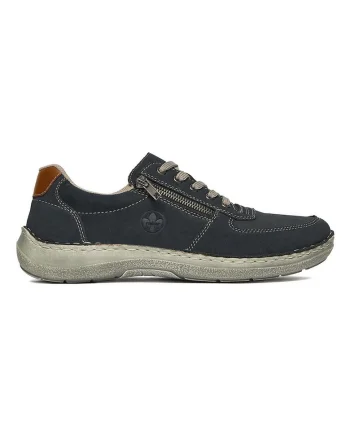 Pantofi barbati,  material sintetic, albastru, inchidere cu fermoar