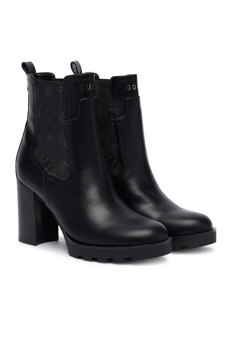 Botine dama,  piele ecologica, negru, 41 EU,