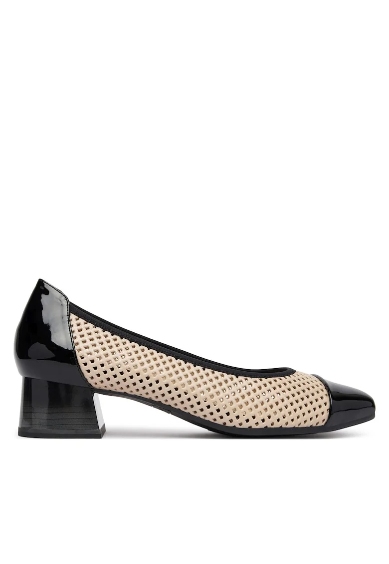 Pantofi dama,  piele naturala, bej/negru