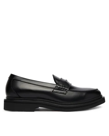 Mocasini barbati,  piele naturala, negru, material sintetic