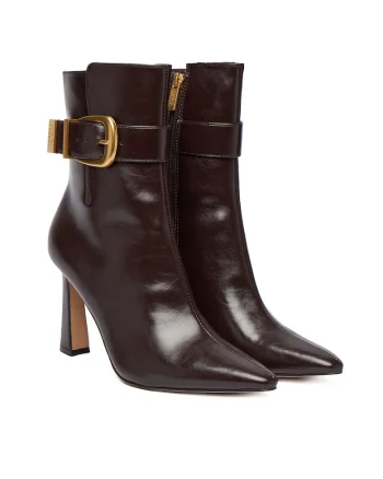 Botine de dama,  piele ecologica, maro,