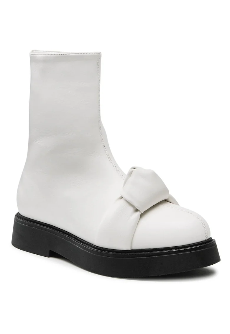 Botine dama,  alb, confortabile, piele ecologica, cu fermoar,