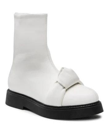Botine dama,  alb, confortabile, piele ecologica, cu fermoar,