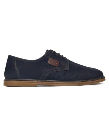 Pantofi barbati,  piele naturala, albastru, textil