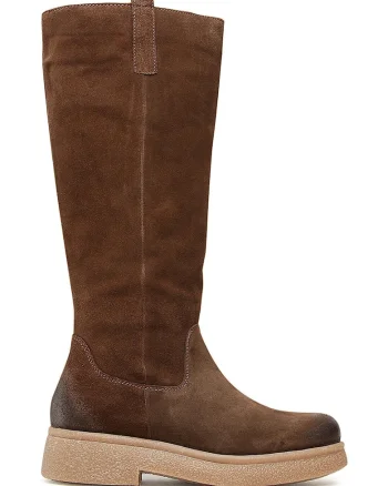 Cizme dama,  piele naturala, maro, cu fermoar,