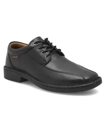 Pantofi barbatesti,  piele naturala, negru, toc plat, varf rotund