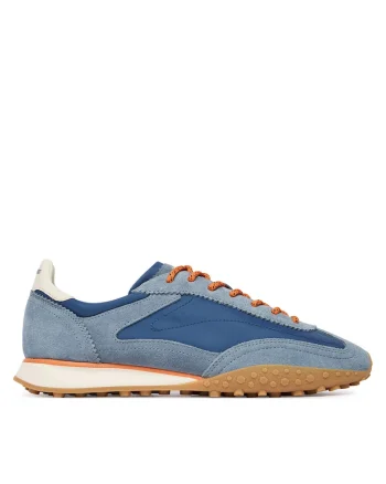 Tenisi barbati,  piele naturala, albastru, material textil