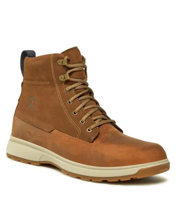 Bocanci barbat,  piele naturala, maro, material sintetic