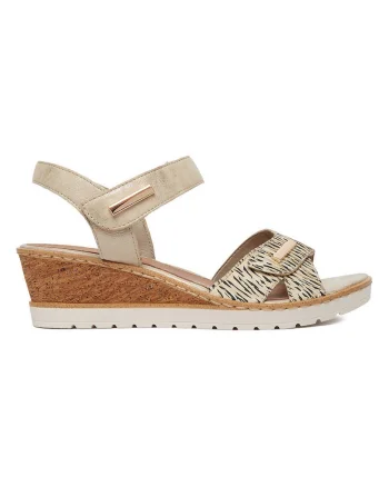 Sandale dama,  piele naturala, auriu, inchidere velcro