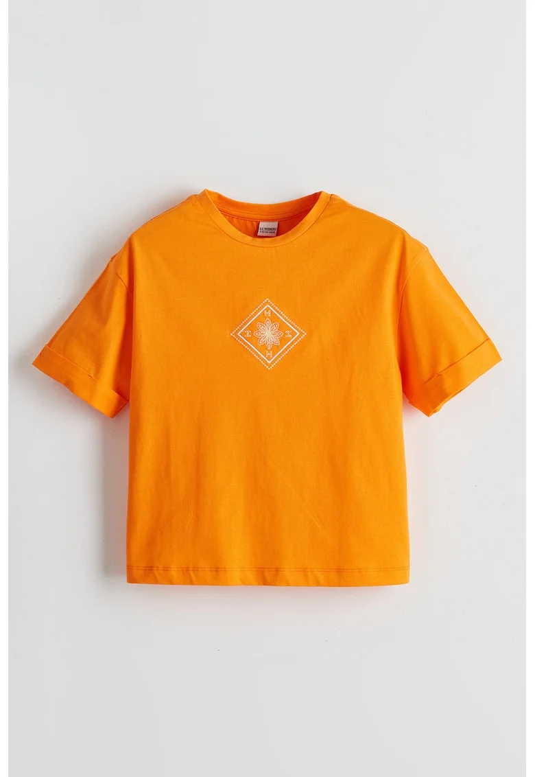 Tricou cu decolteu la baza gatului, Portocaliu mandarina