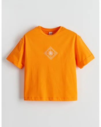 Tricou cu decolteu la baza gatului, Portocaliu mandarina