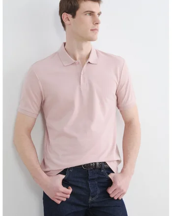 Tricou polo din bumbac pique, Piersica