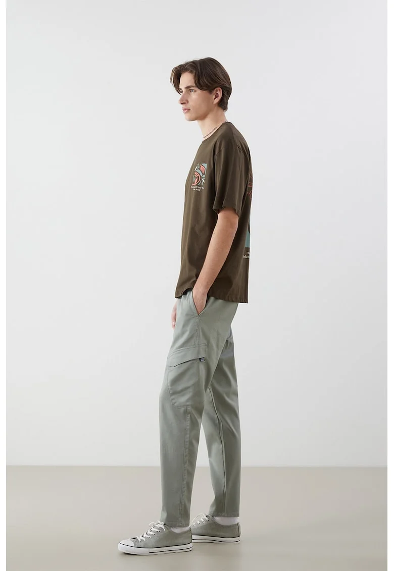 Pantaloni cargo de trening cu snur, Grej