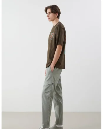 Pantaloni cargo de trening cu snur, Grej