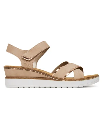 Sandale dama,  roz, sintetic, inchidere cu velcro, cu platforma