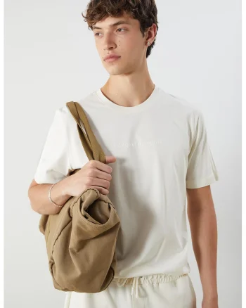 Tricou cu imprimeu text, Crem
