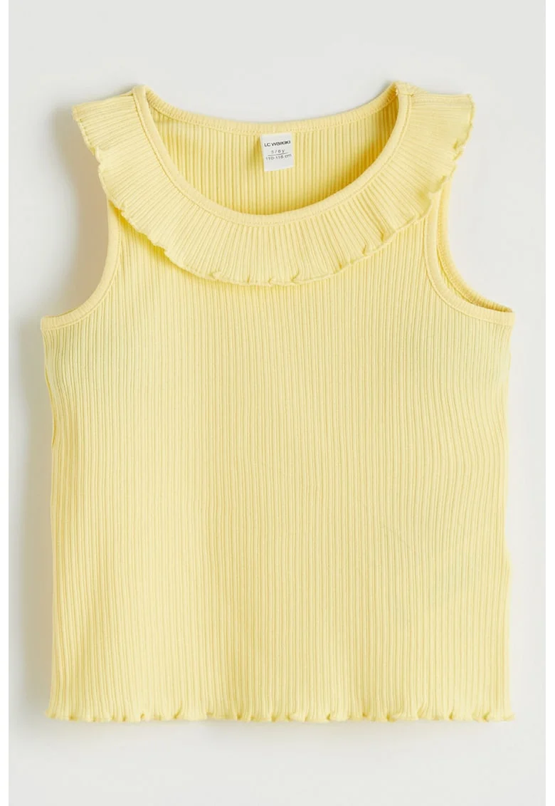 Top striat cu model uni, Galben