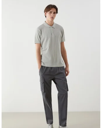 Pantaloni relaxed fit din amestec de bumbac, Gri inchis