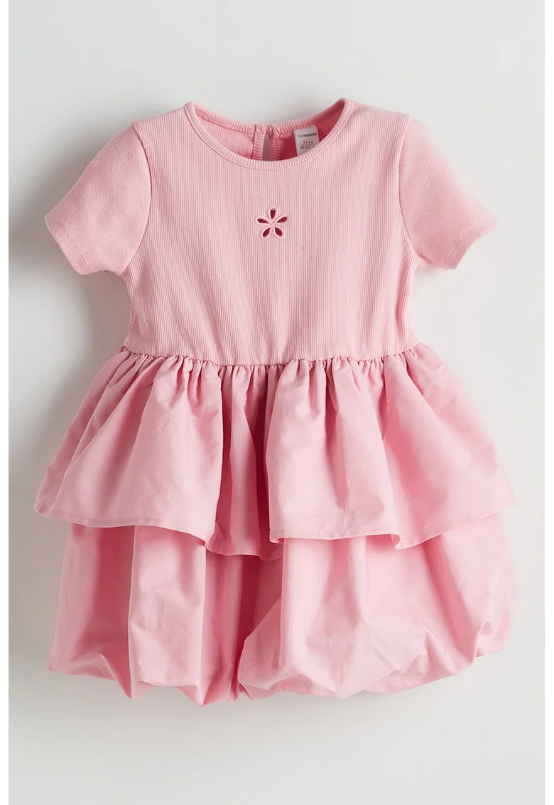 Rochie cu volane, Roz pastel