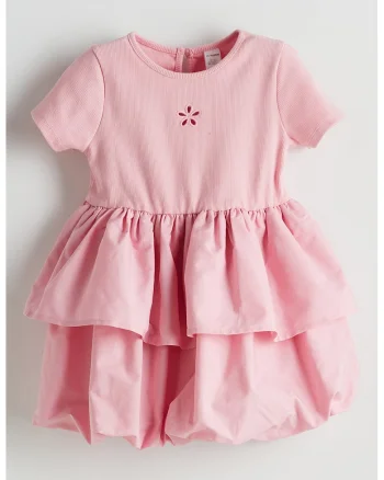 Rochie cu volane, Roz pastel