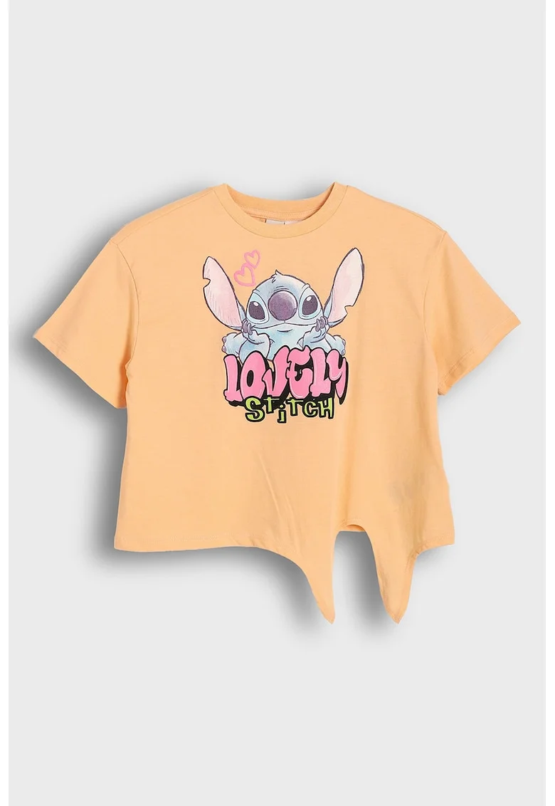 Tricou cu imprimeu Stitch, Roz deschis/Roz somon