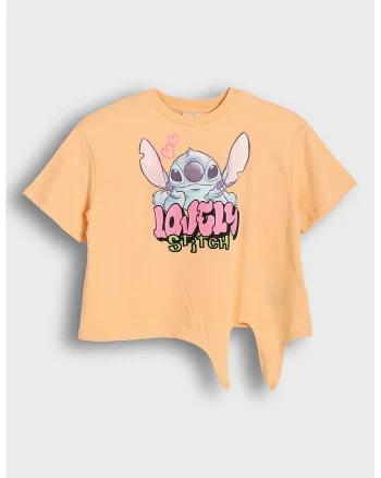 Tricou cu imprimeu Stitch, Roz deschis/Roz somon