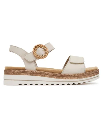 Sandale dama,  piele naturala, velcro, bej