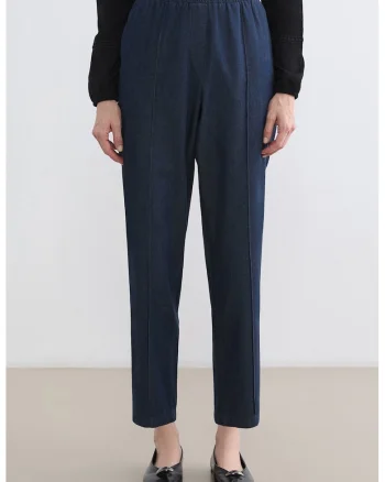 Blugi crop cu croiala dreapta Grace, Bleumarin