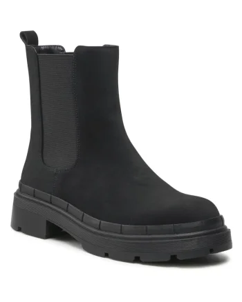 Botine dama,  piele ecologica, negru, 41 EU,