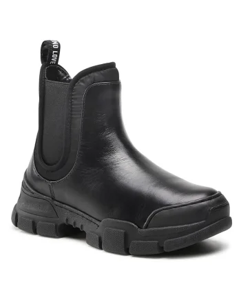 Botine femeie,  piele naturala, negru,