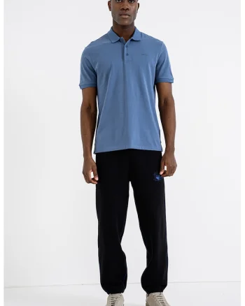 Tricou polo din bumbac pique Donos, Albastru prafuit/Albastru