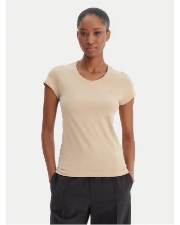 Tricou dama,  slim fit, ecru, bumbac organic