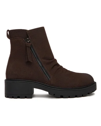 Botine de dama,  material textil, maro,