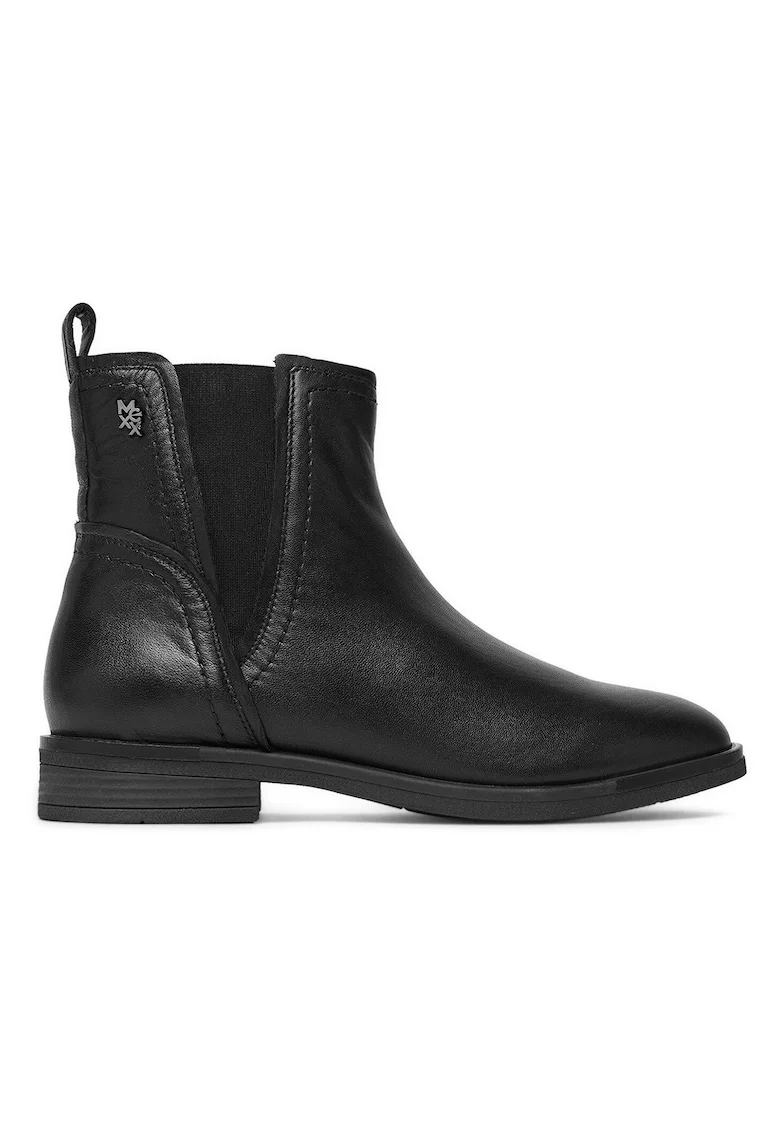 Botine dama,  material sintetic, negru, fermoar