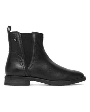 Botine dama,  material sintetic, negru, fermoar