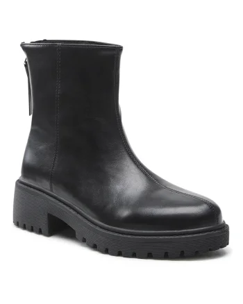 Botine de dama,  piele ecologica, negru, 38 EU,