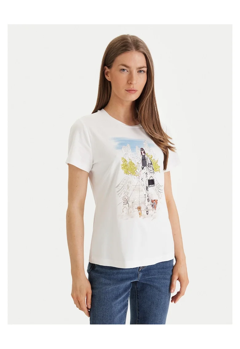 Tricou dama,  bumbac/modal/elastan, alb
