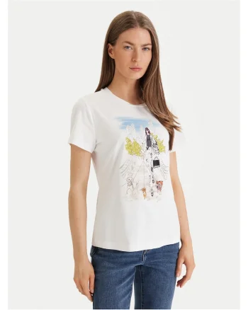 Tricou dama,  bumbac/modal/elastan, alb