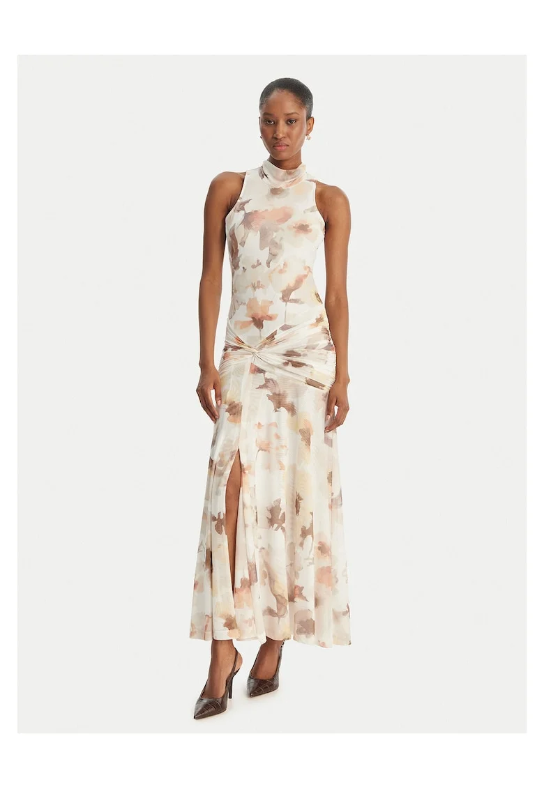 Rochie de seara,  poliester, ecru, fermoar, pentru femei