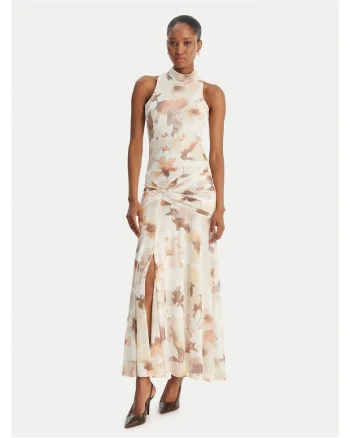 Rochie de seara,  poliester, ecru, fermoar, pentru femei