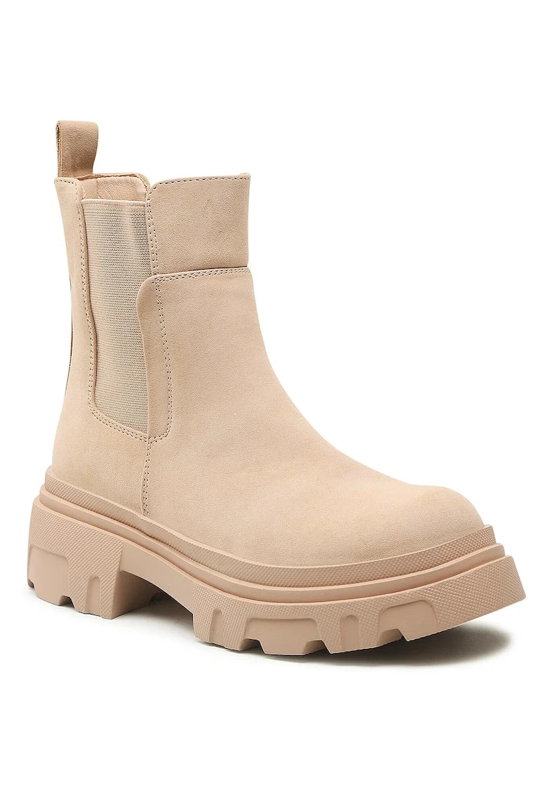 Botine femeie,  piele ecologica, bej, 38 EU,