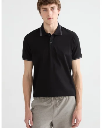 Tricou polo din amestec de bumbac, Negru