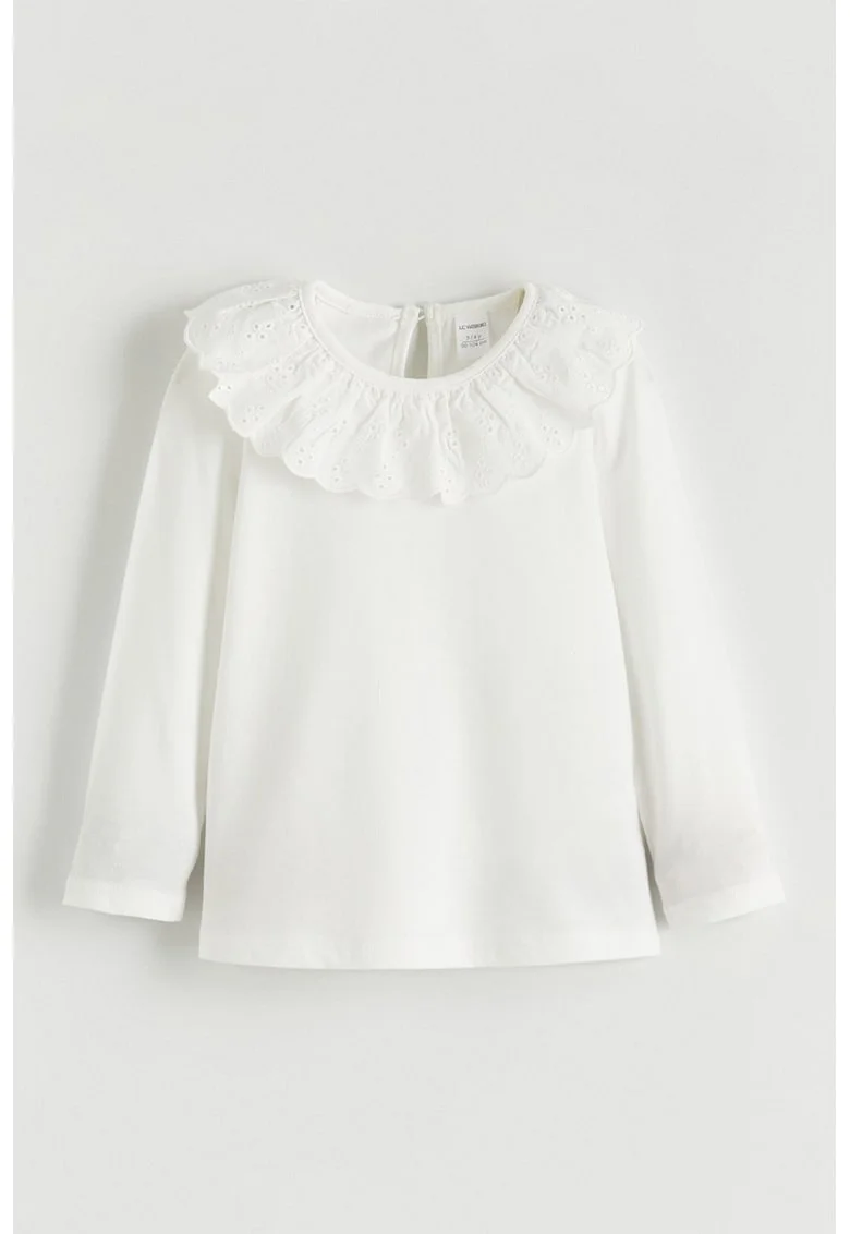 Bluza uni din bumbac, Alb