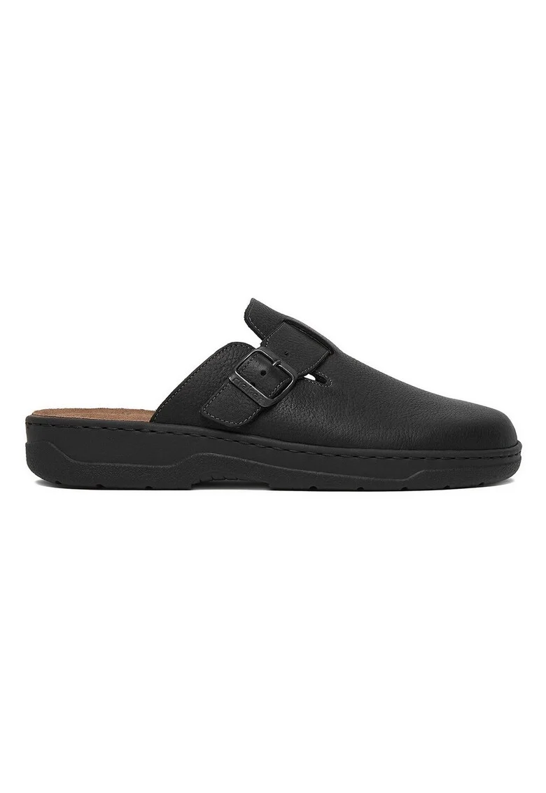 Slapi barbatesti,  piele naturala, confort, negru