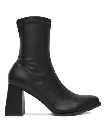 Botine de dama,  material textil, negru,