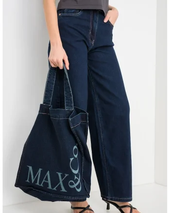 Set de blugi relaxed fit si geanta tote Crusca, Bleumarin