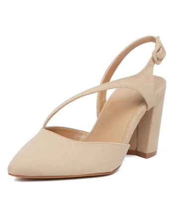 Pantofi dama,  bej, textil, Bej