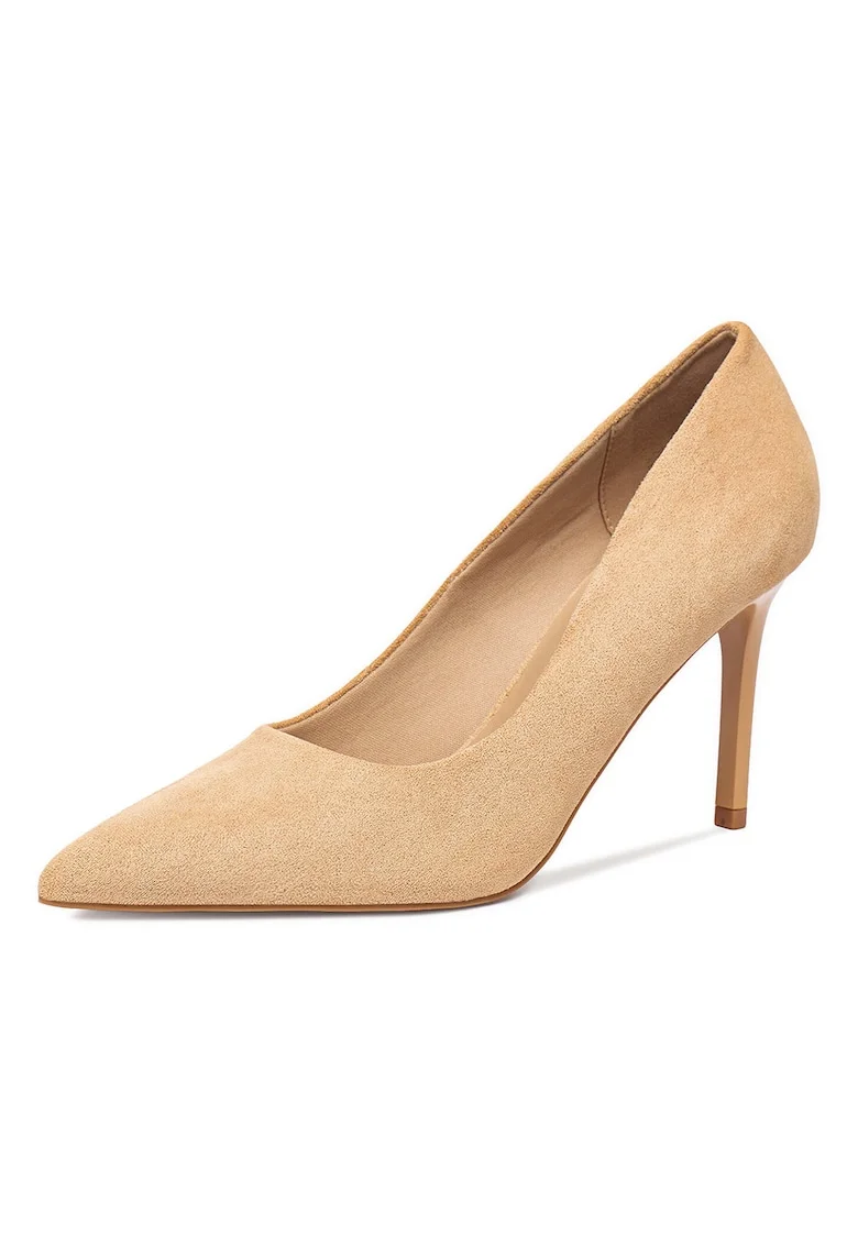 Pantofi dama,  stiletto, elegant, bej, textil, Bej